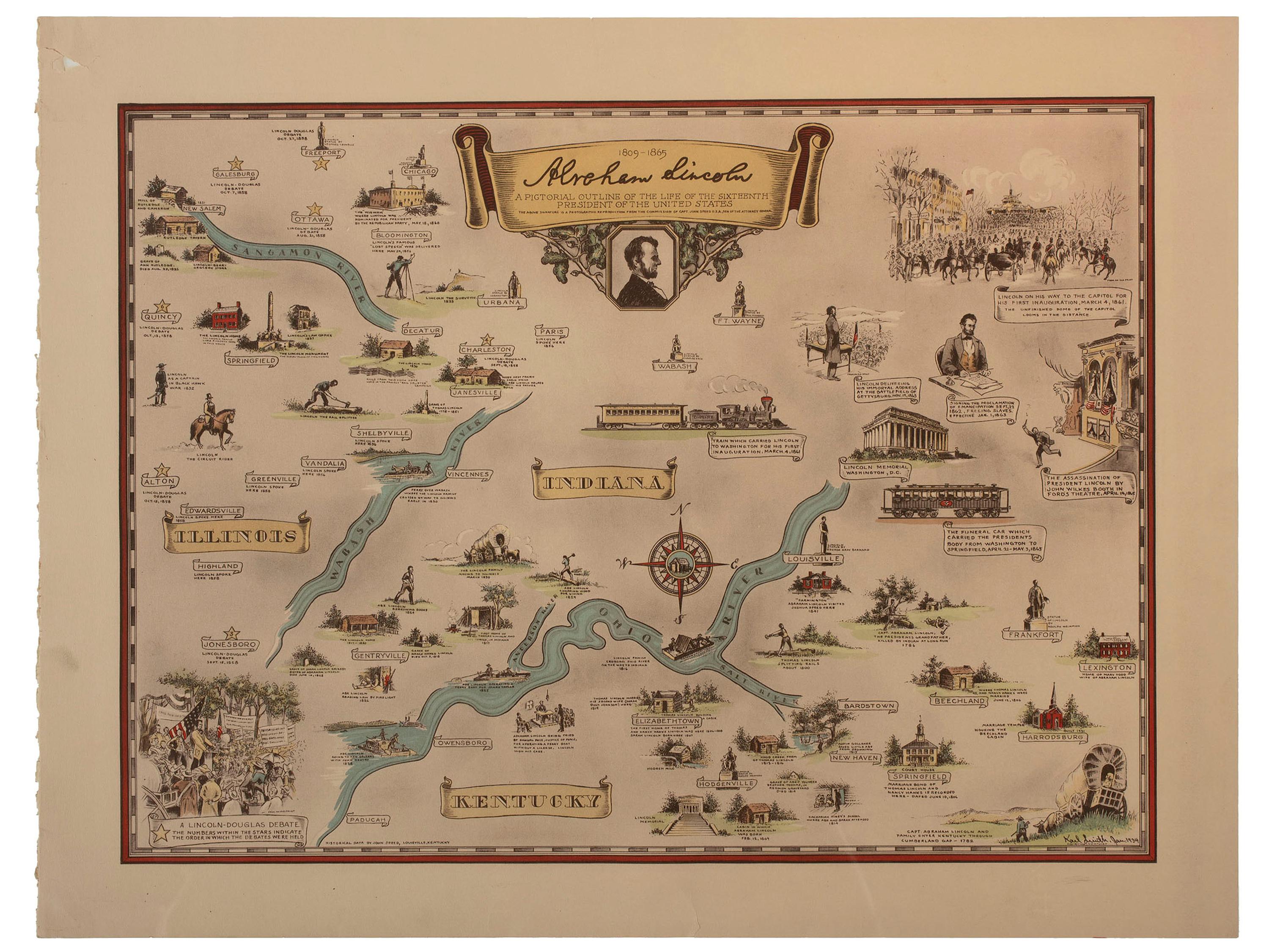 [KENTUCKY - MAPS]. SMITH, Karl. An Historical and Geographical Map of the State of Kentucky "The Dark and Bloody Ground."
