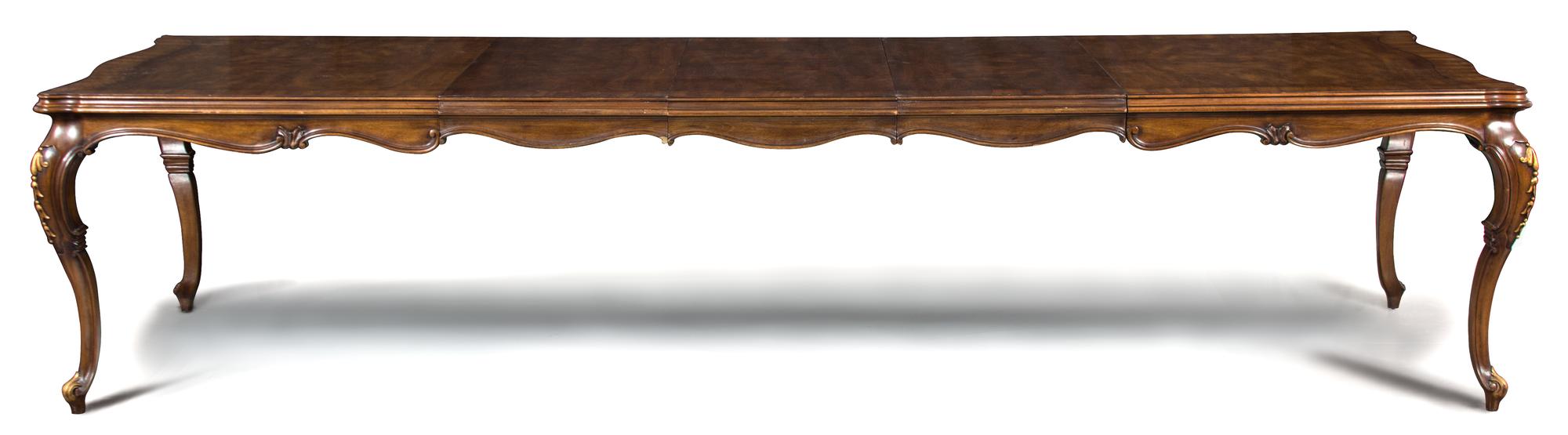 A Karges Louis XV Style Dining Table Height 30 x width closed 71 x depth 47 inches. — MID 20TH CENTURY