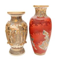 Two Large Japanese Satsuma Vases