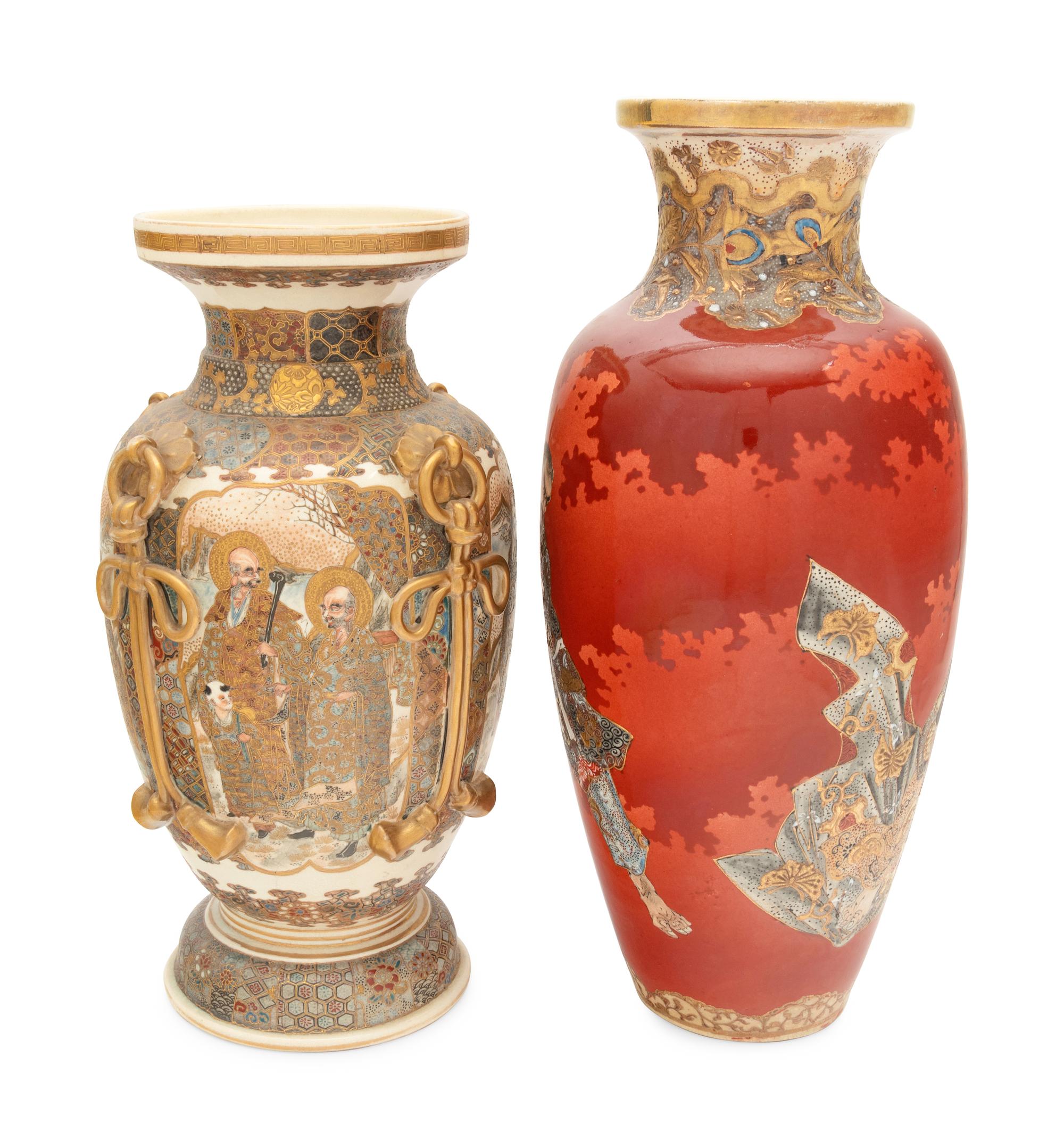 Two Large Japanese Satsuma Vases