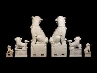 Three Pairs of Chinese Dehua Blanc-de-Chine Porcelain Fu Lions