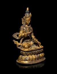A Nepalese Parcel Gilt Bronze Figure of Vajrasattva