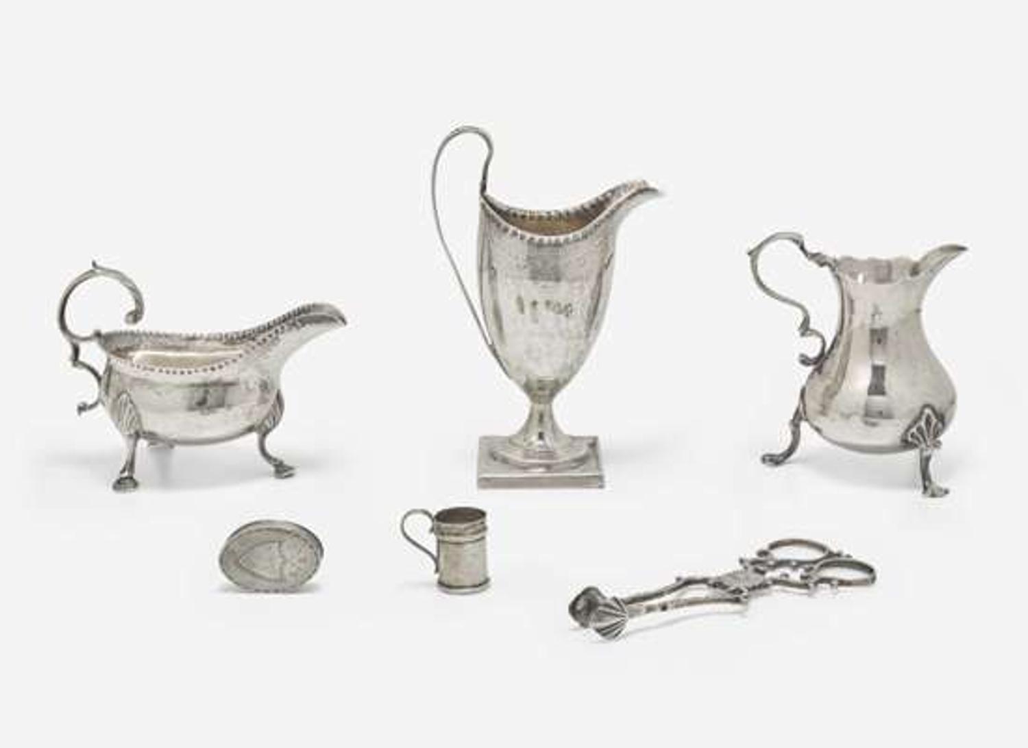 A collection of six George III and Victorian sterling silver table items, various makers, London, Dublin, and Birmingham, dates ranging 1761-1900