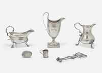 A collection of six George III and Victorian sterling silver table items, various makers, London, Dublin, and Birmingham, dates ranging 1761-1900