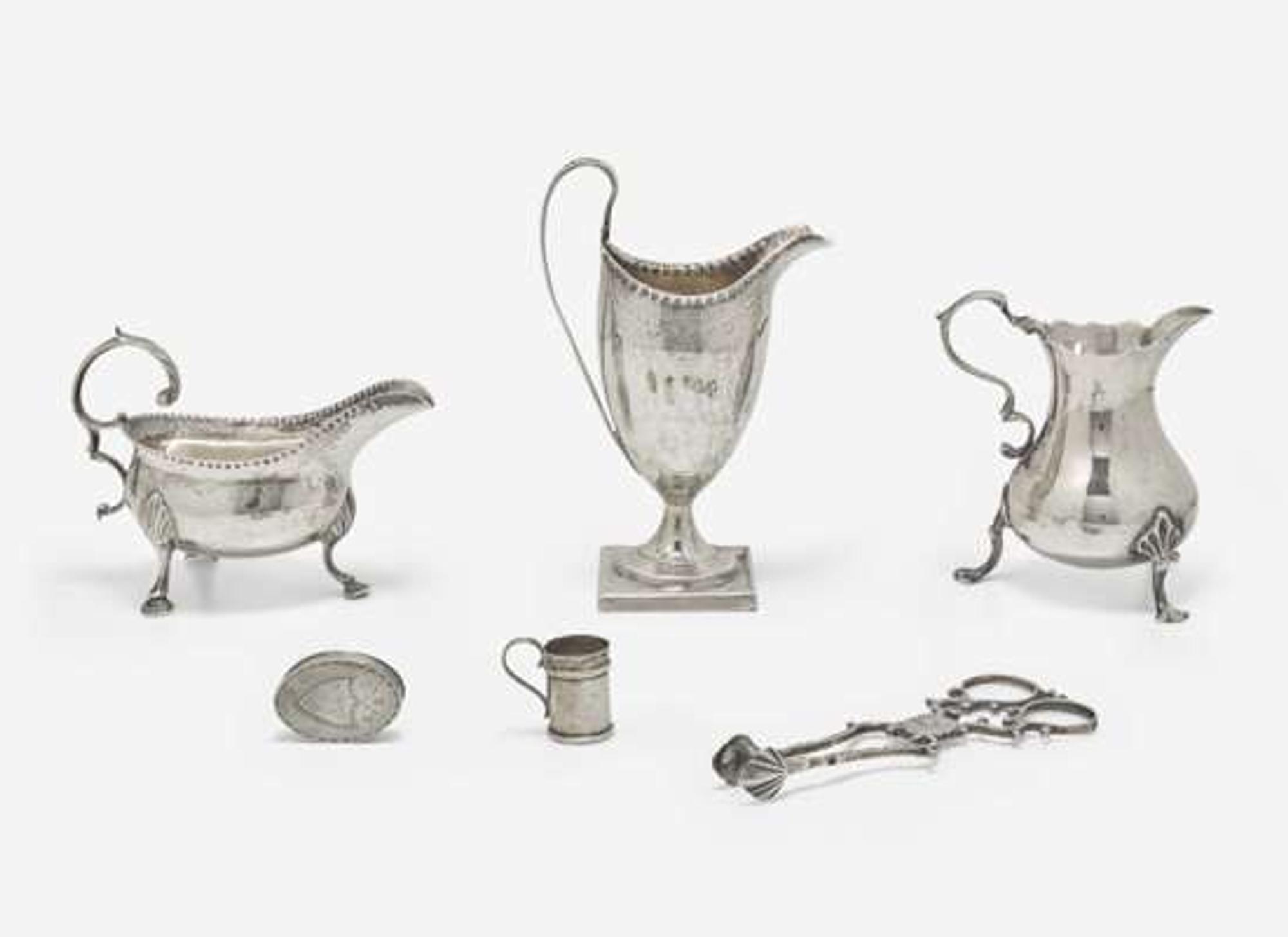 A collection of six George III and Victorian sterling silver table items, various makers, London, Dublin, and Birmingham, dates ranging 1761-1900