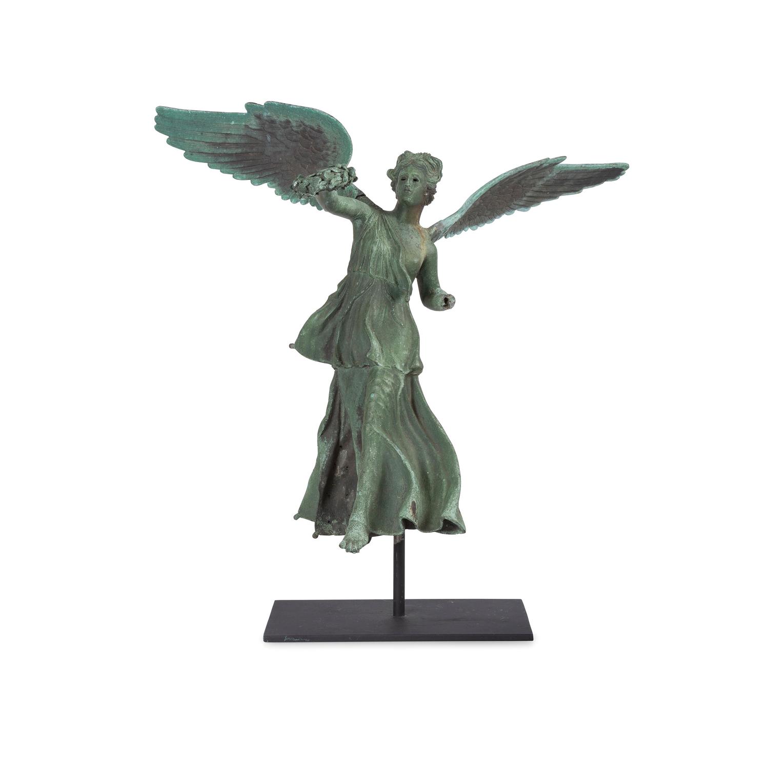 A Cast Bronze Figural Finial of an Angel