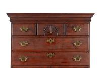 A Queen Anne Fan-Carved Cherrywood Flat-Top High Chest
