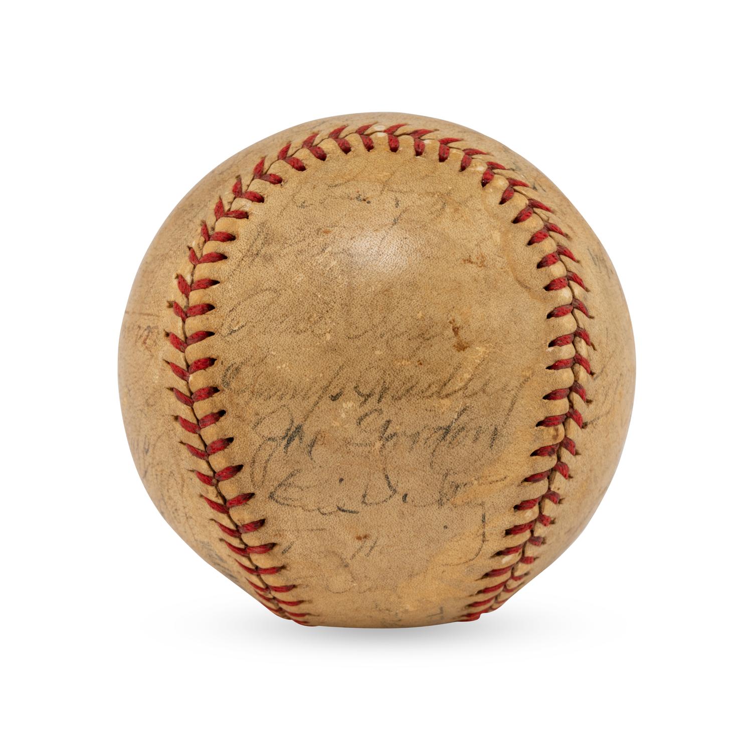 A 1938 World Series Champions New York Yankees Team Signed Autograph Baseball Featuring Lou Gehrig (Beckett Authentication Services Letter of Authenticity)