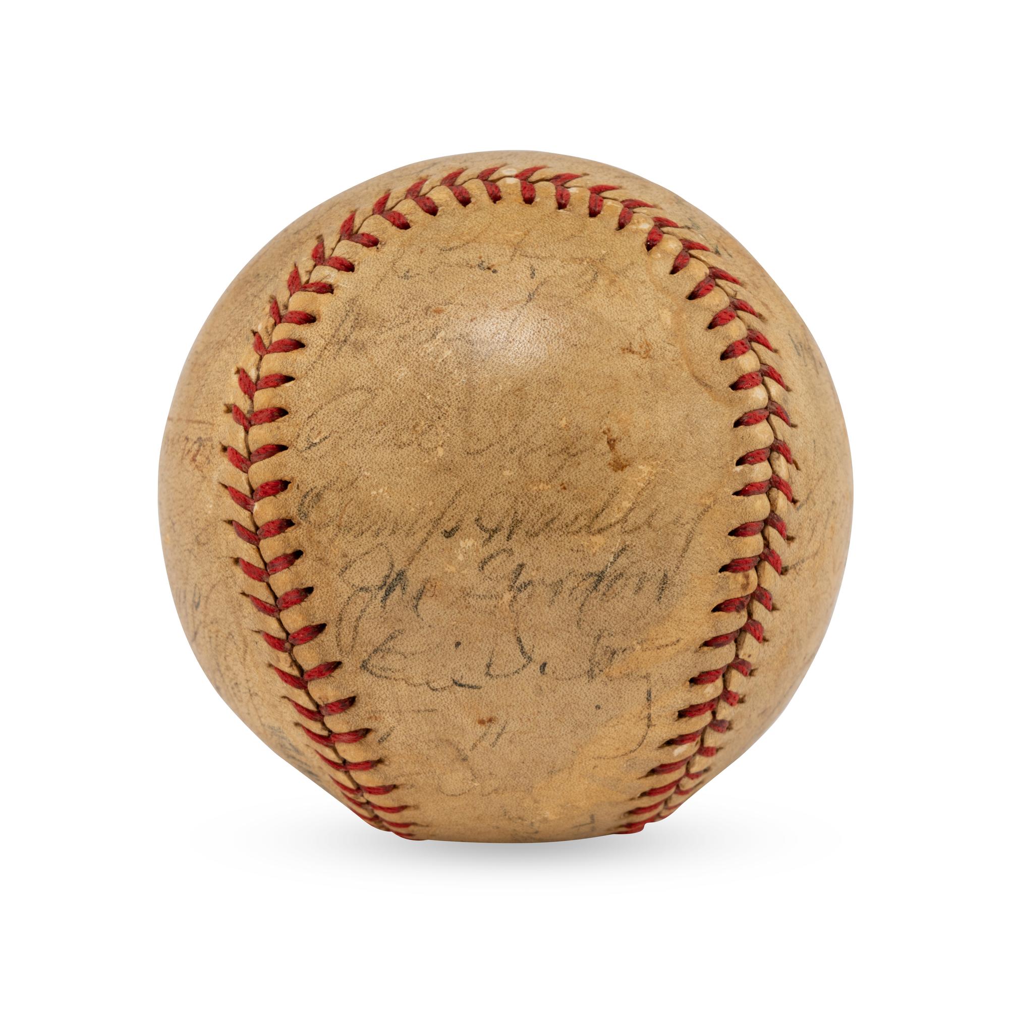 A 1938 World Series Champions New York Yankees Team Signed Autograph Baseball Featuring Lou Gehrig (Beckett Authentication Services Letter of Authenticity)