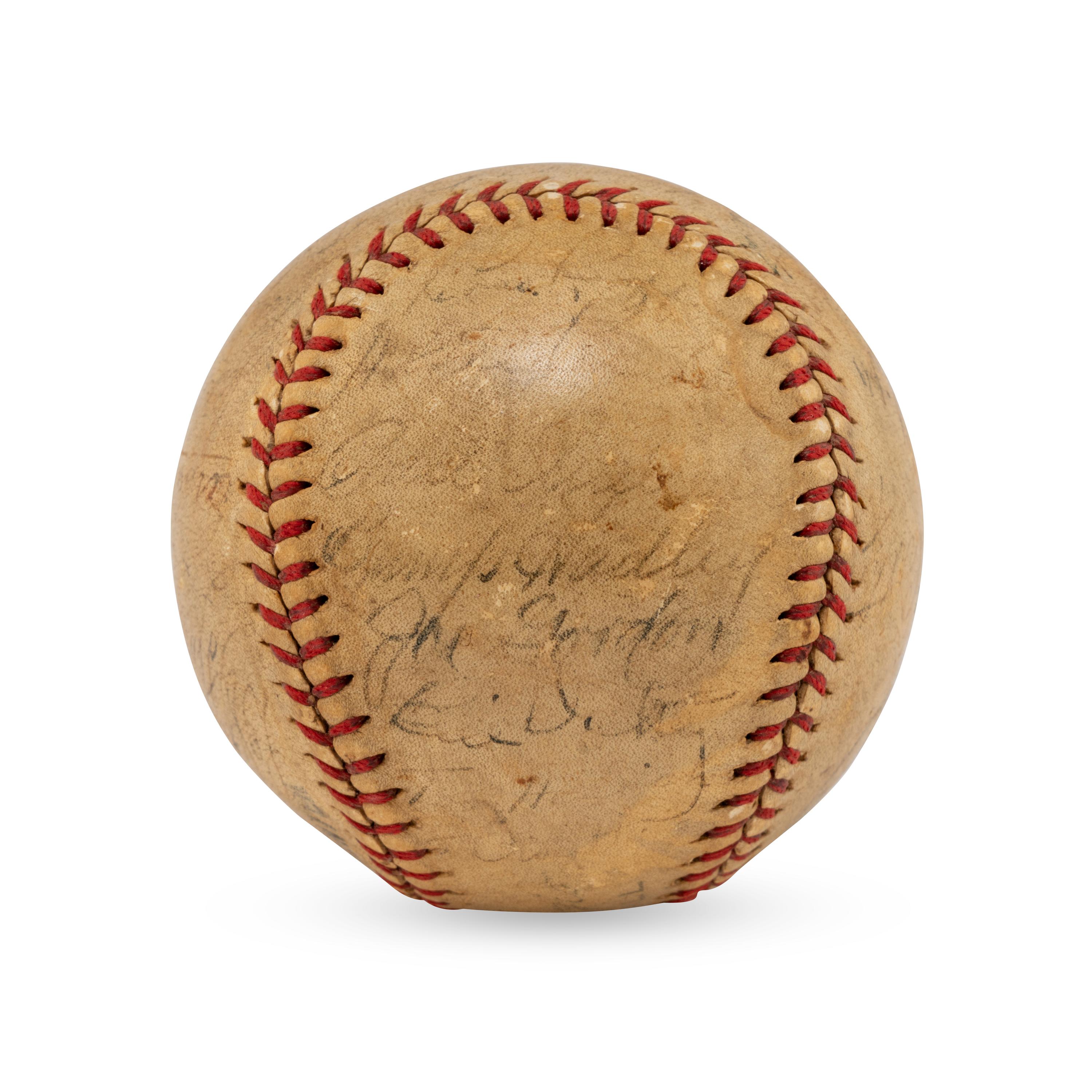 A 1938 World Series Champions New York Yankees Team Signed Autograph Baseball Featuring Lou Gehrig (Beckett Authentication Services Letter of Authenticity)