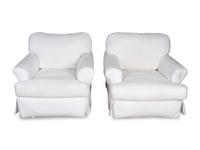 A Suite of White Cotton Upholstered Seating Furniture — 20TH/21ST CENTURY