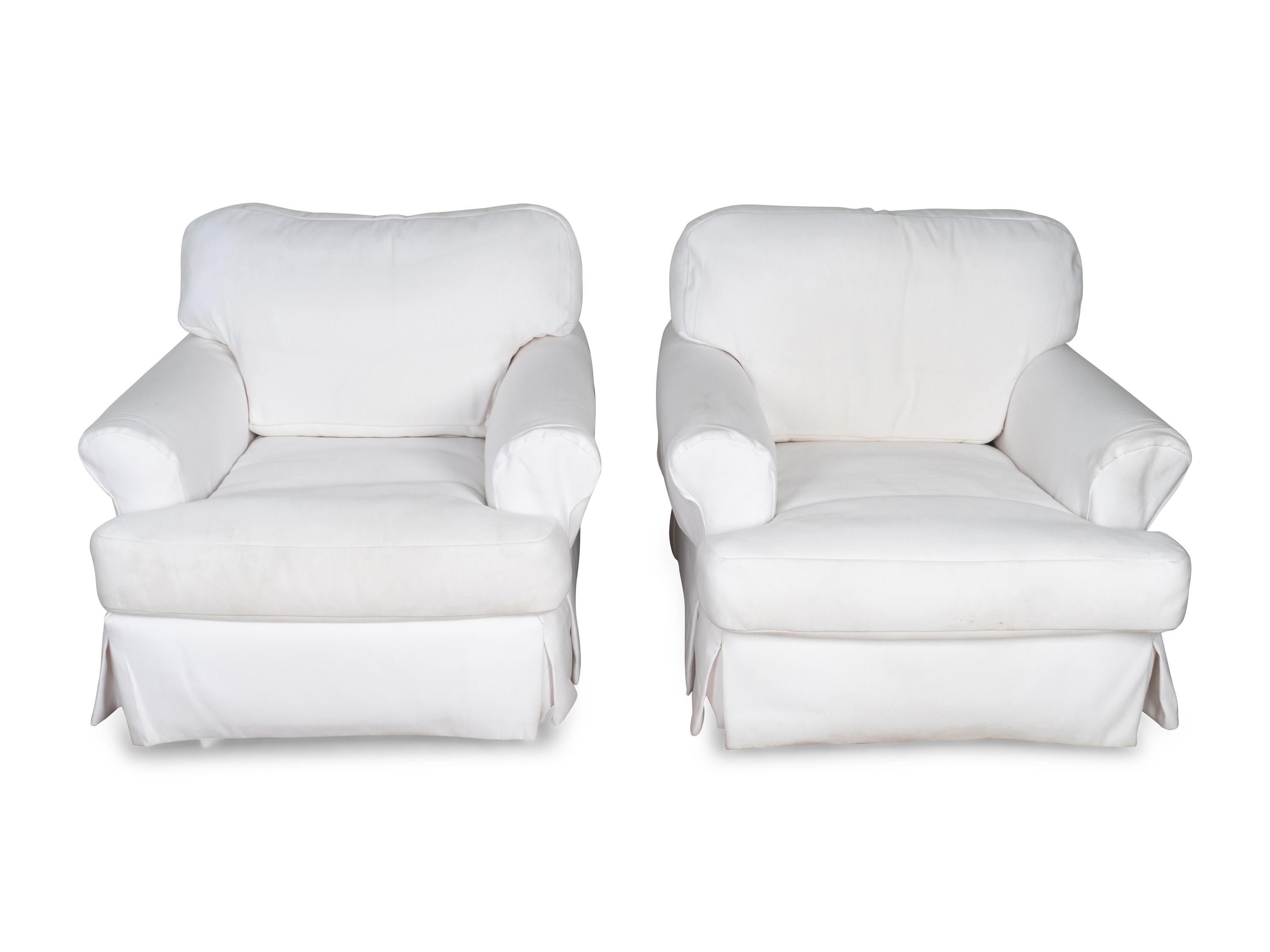 A Suite of White Cotton Upholstered Seating Furniture — 20TH/21ST CENTURY