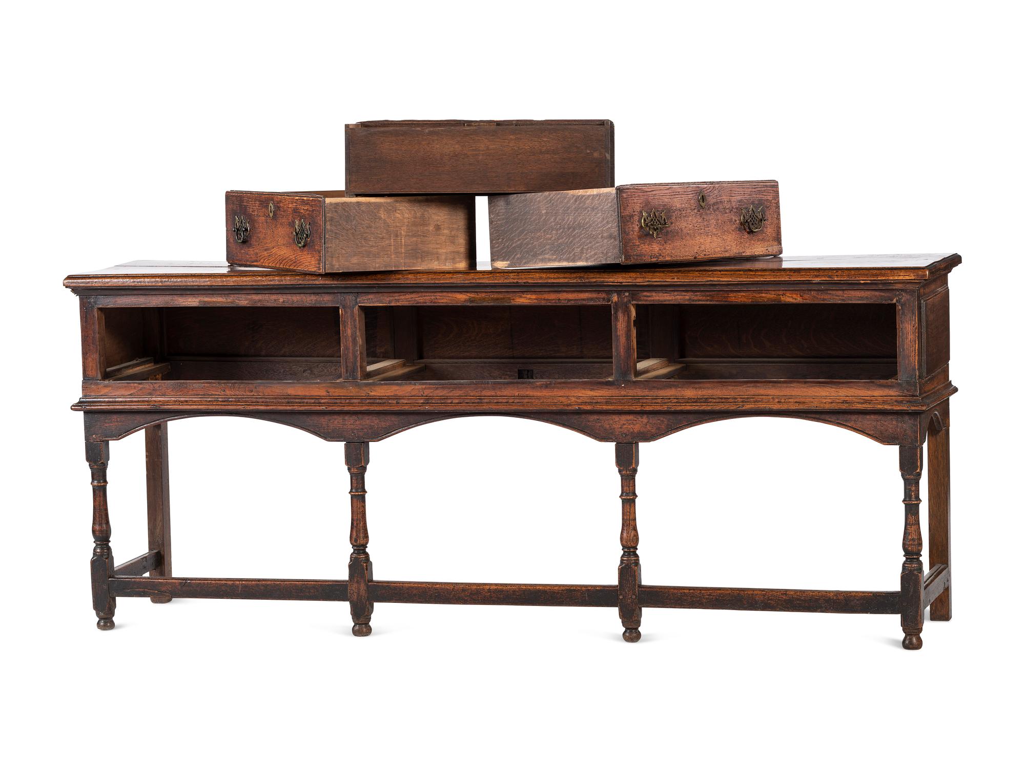 A Welsh Paneled and Turned Oak Sideboard