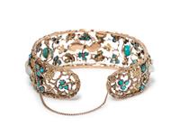 MARIO BUCCELLATI, TURQUOISE AND CULTURED BAROQUE PEARL CUFF BRACELET