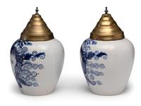 A Pair of Delft Lidded Tobacco Jars