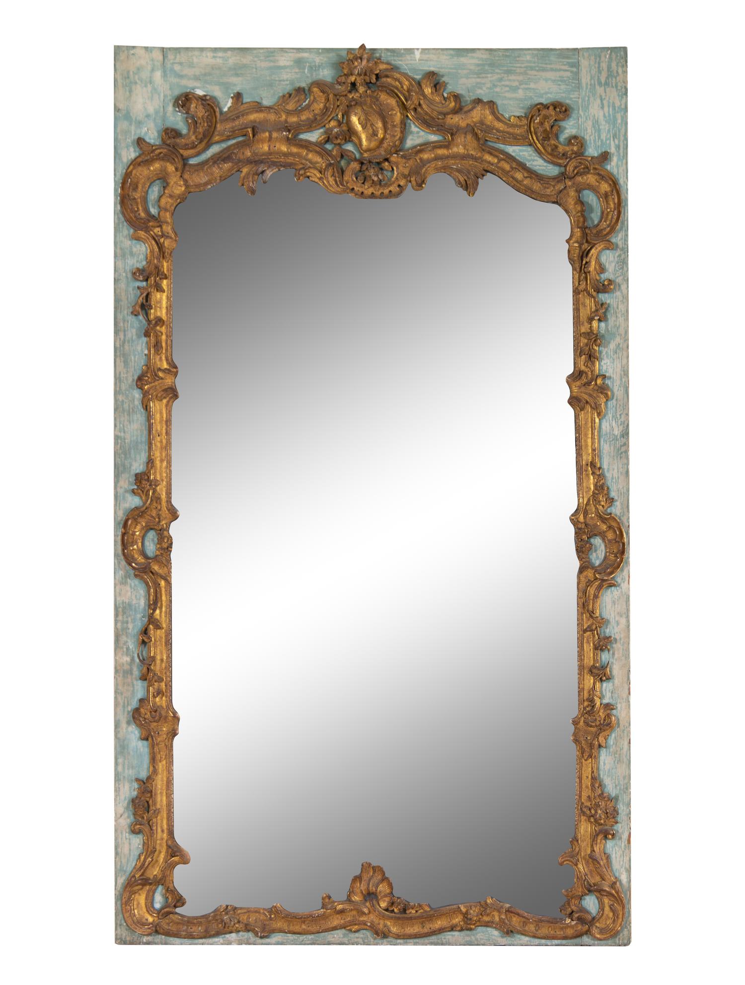 A Louis XV Painted and Parcel-Gilt Trumeau Mirror — 18TH CENTURY