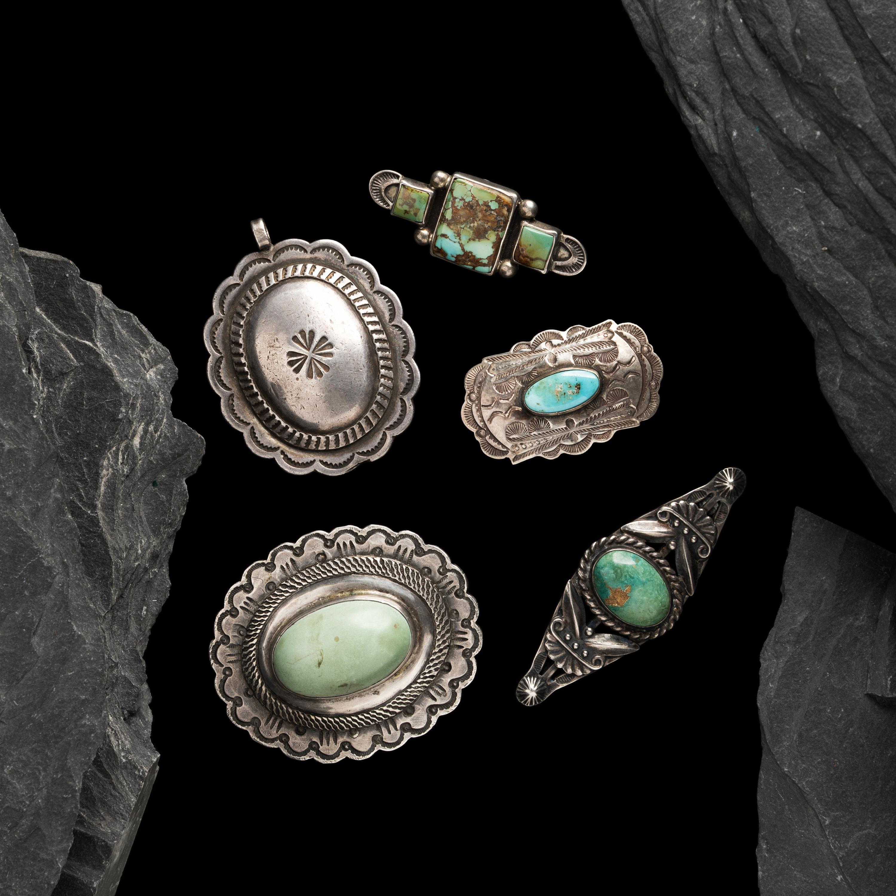 Group of Navajo Silver Pins and Pendants