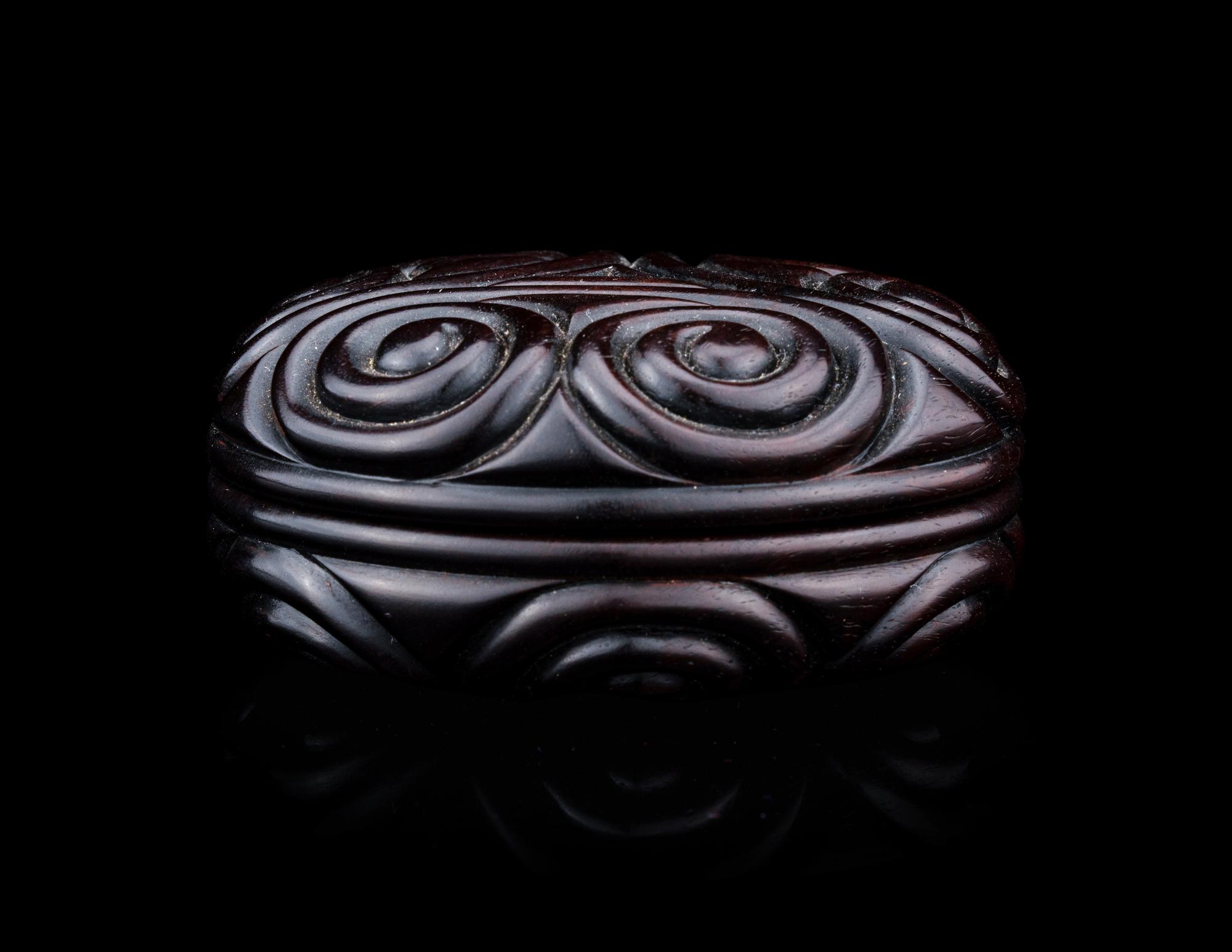 A Carved Zitan Wood 'Ruyi' Covered Box