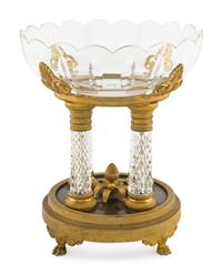 An Empire Style Gilt Bronze and Cut Glass Centerpiece