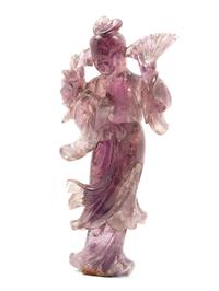 Two Chinese Hardstone Figures of Female Immortals