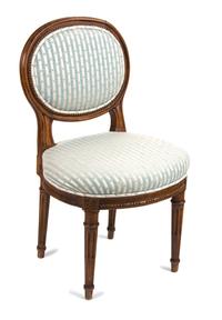 A Louis XVI Style Walnut Diminutive Side Chair Height 27 inches. — 19TH CENTURY