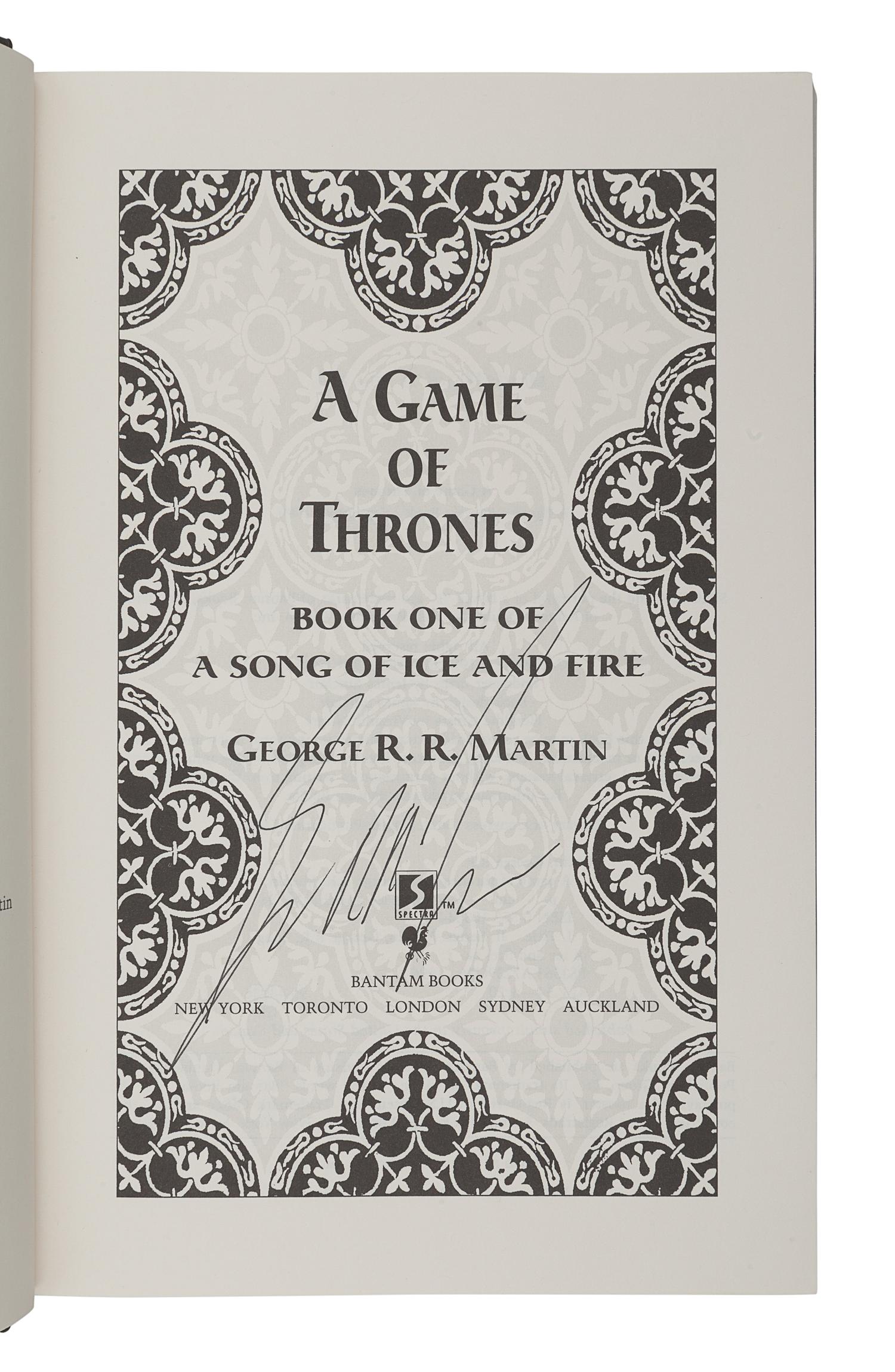 MARTIN, George R. R. (b. 1948). A Game of Thrones. New York: Spectra, Bantam Books, 1996.