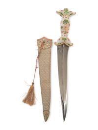 A Mughal Style Enameled and Hardstone Dagger