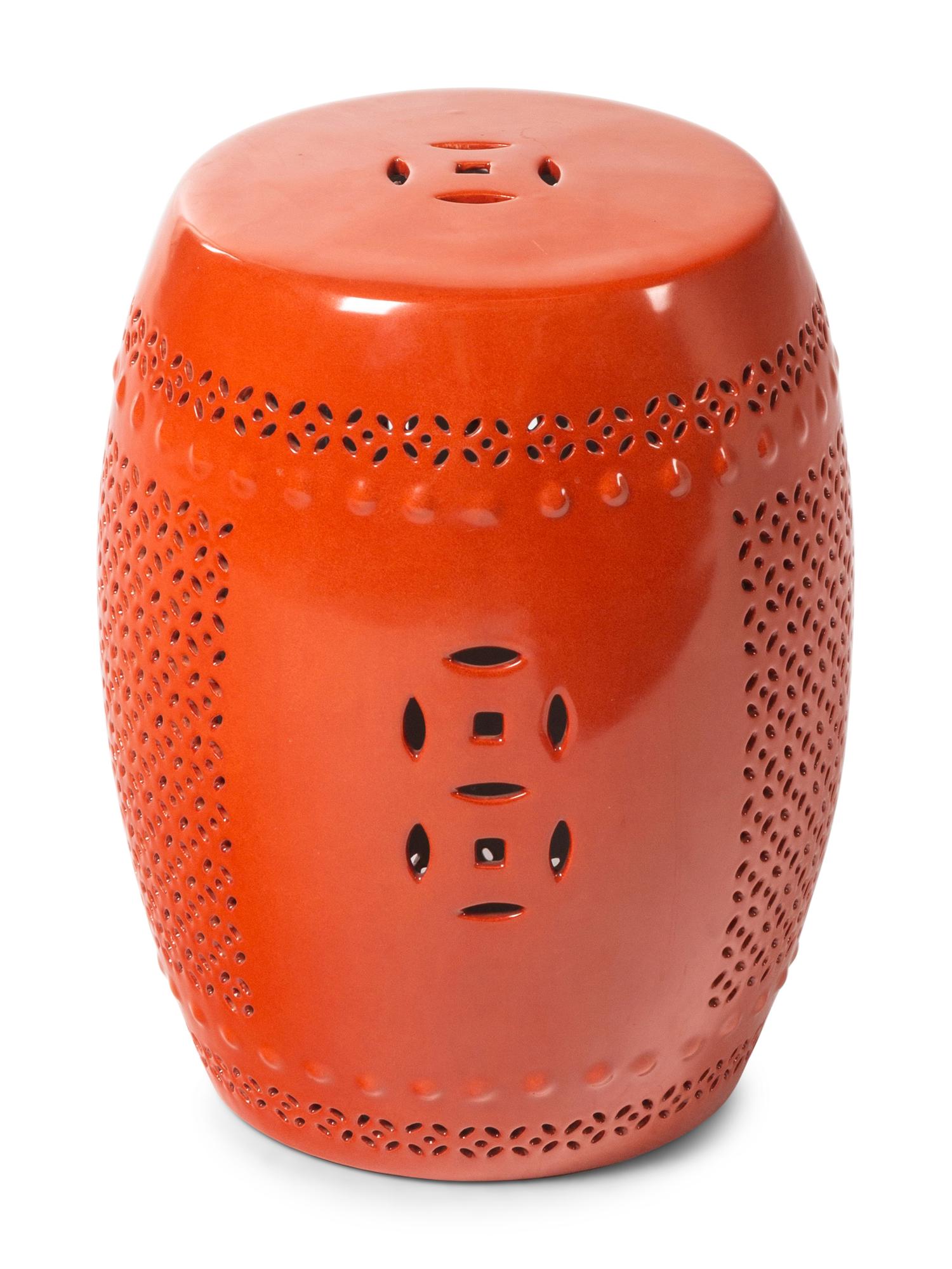 A Chinese Export Red Glazed Ceramic Garden Seat