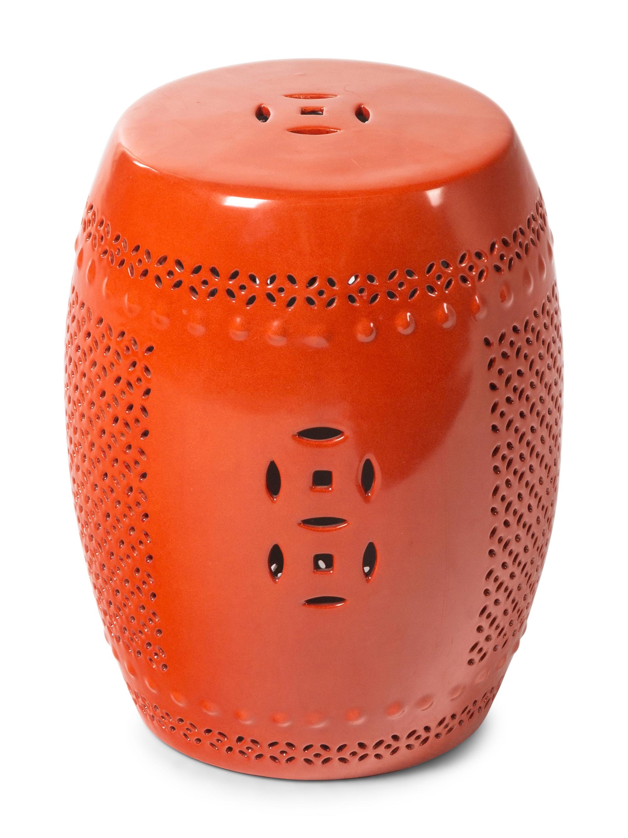 A Chinese Export Red Glazed Ceramic Garden Seat