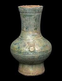 A Chinese Green Glazed Pottery Hu Vase