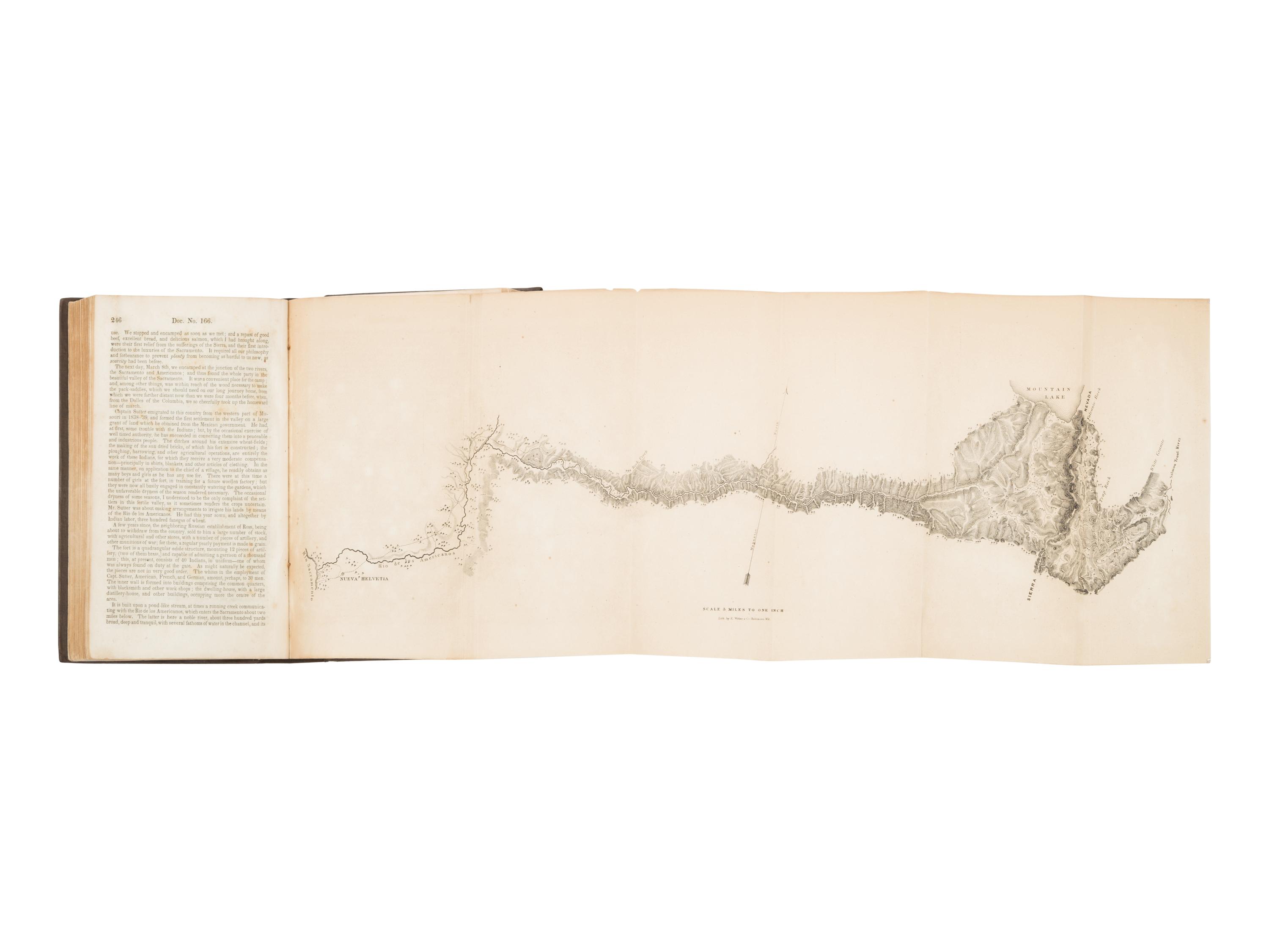 FREMONT, John Charles (1813-1890). Report of The Exploring Expedition to The Rocky Mountains in the year 1842, and to Oregon and North California in the years 1843-'44 . Washington, D. C.: Printed by Order of the House of Representatives, by Blair and Rives, 1845.