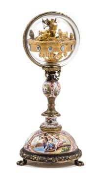 A Viennese Enamel on Silver Annular Clock Height 7 7/8 inches. — 19TH/20TH CENTURY