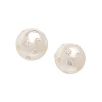 CULTURED PEARL AND DIAMOND STUD EARRINGS