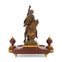 A French Gilt and Patinated Bronze Mounted Marble Encrier