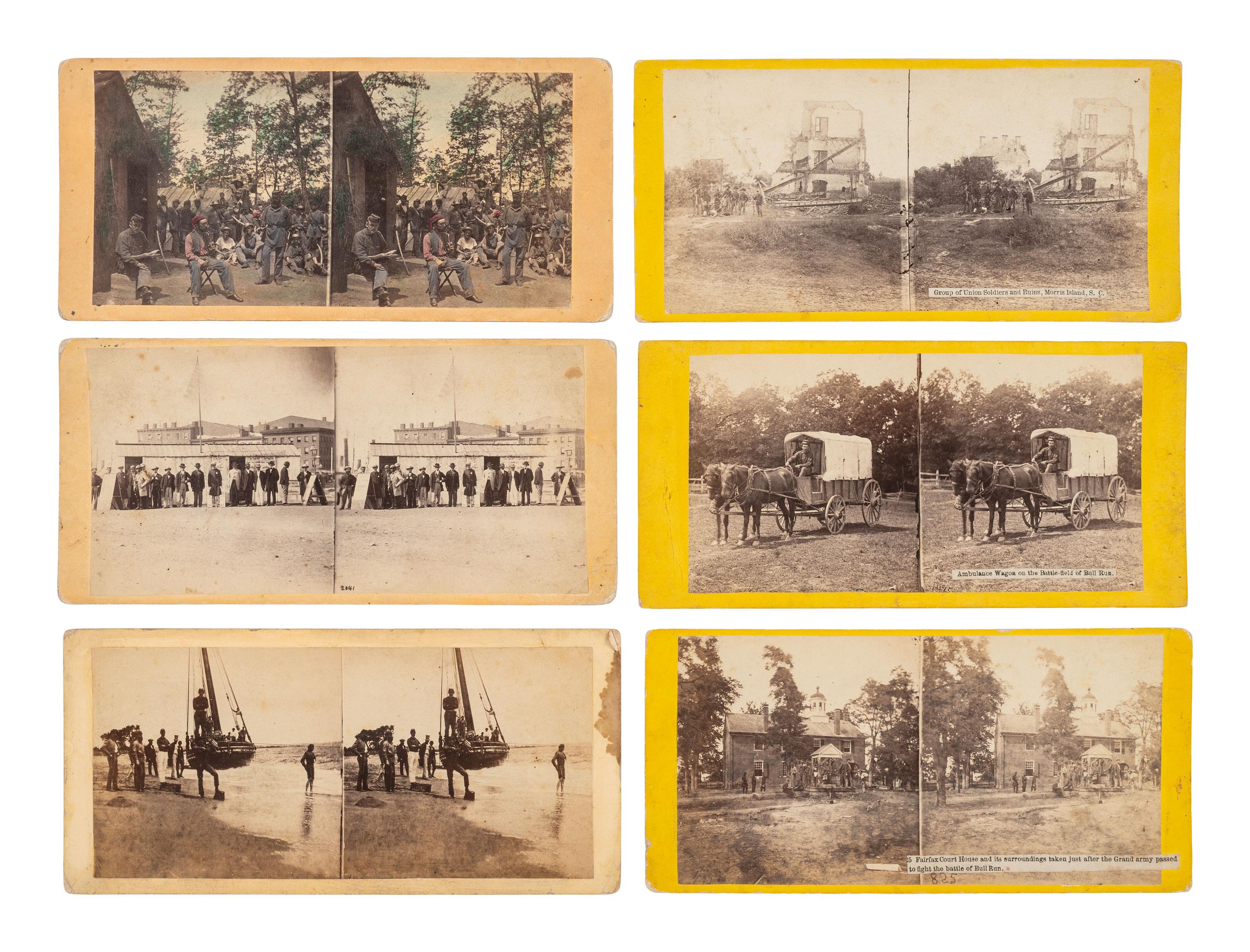 [CIVIL WAR]. A group of 23 fine early war views, incl. camp scenes, artillery, and battlefield images.