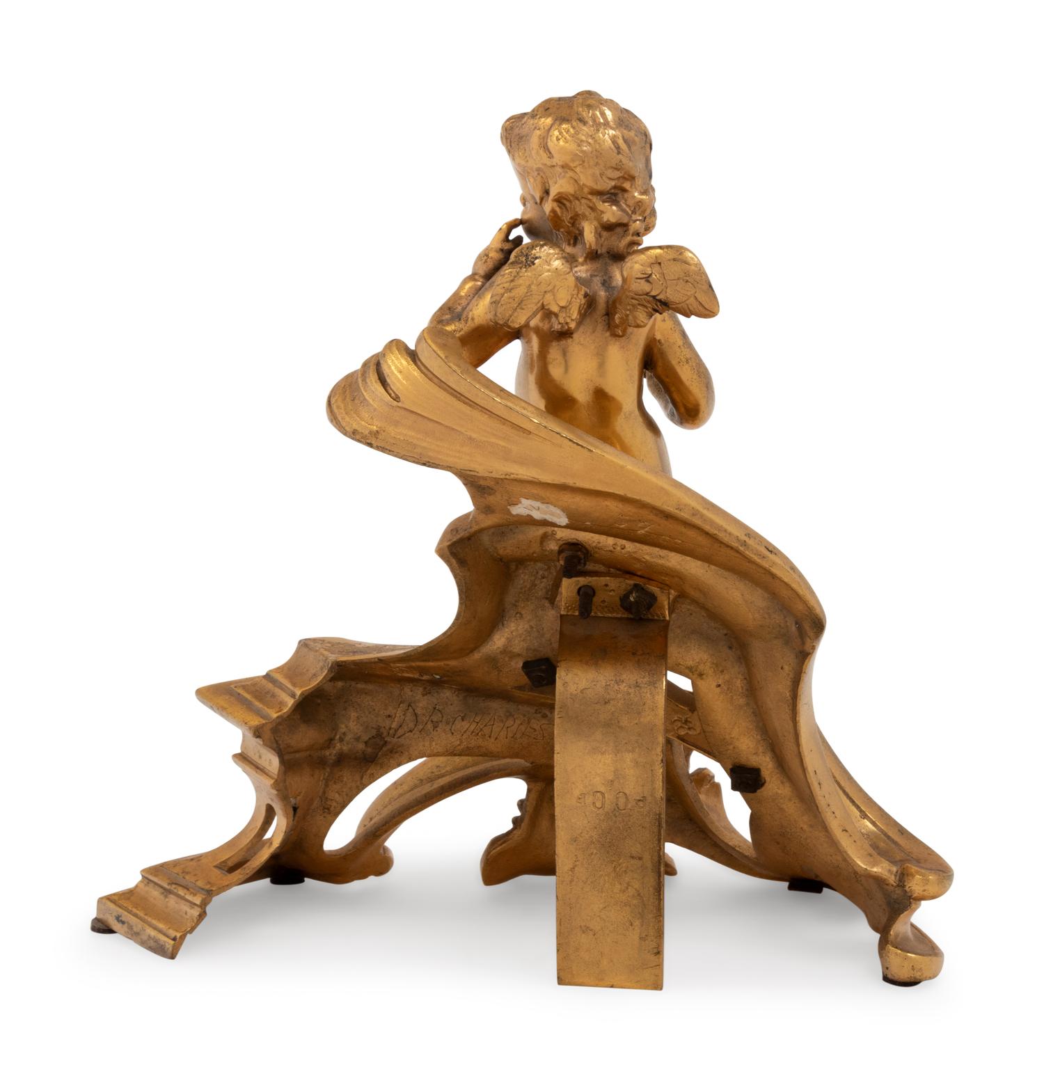 A Louis XV Style Gilt Bronze Chenet, Stamped PCCF
