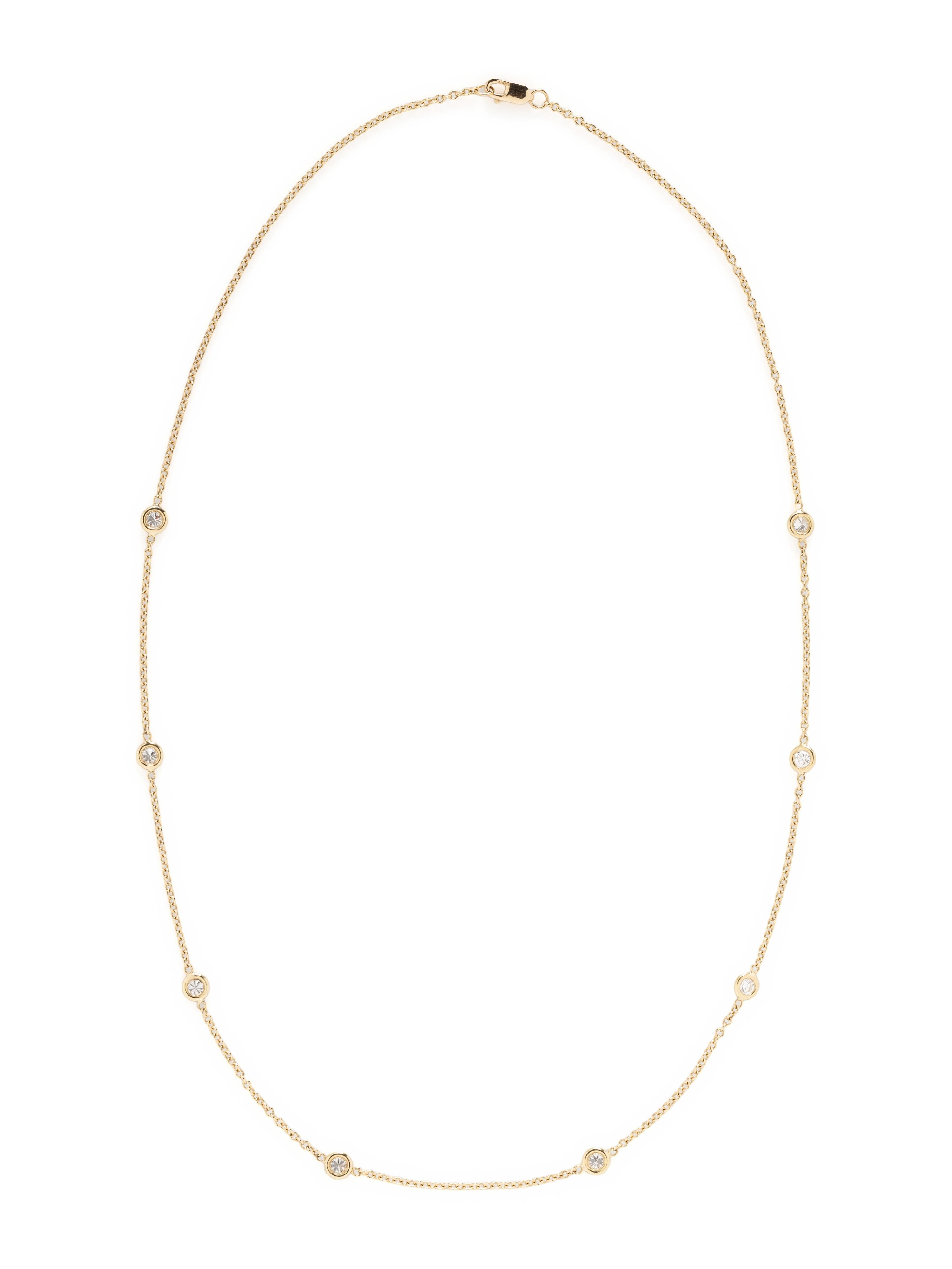 YELLOW GOLD AND DIAMOND STATION NECKLACE