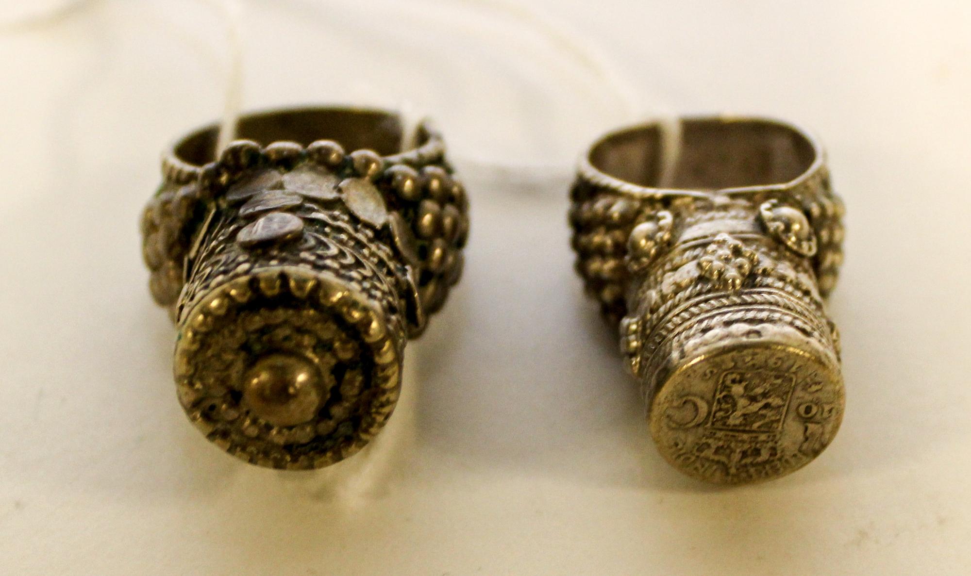 Two Silver Rings Interior of larger 1 inch. — CIRCA 1940