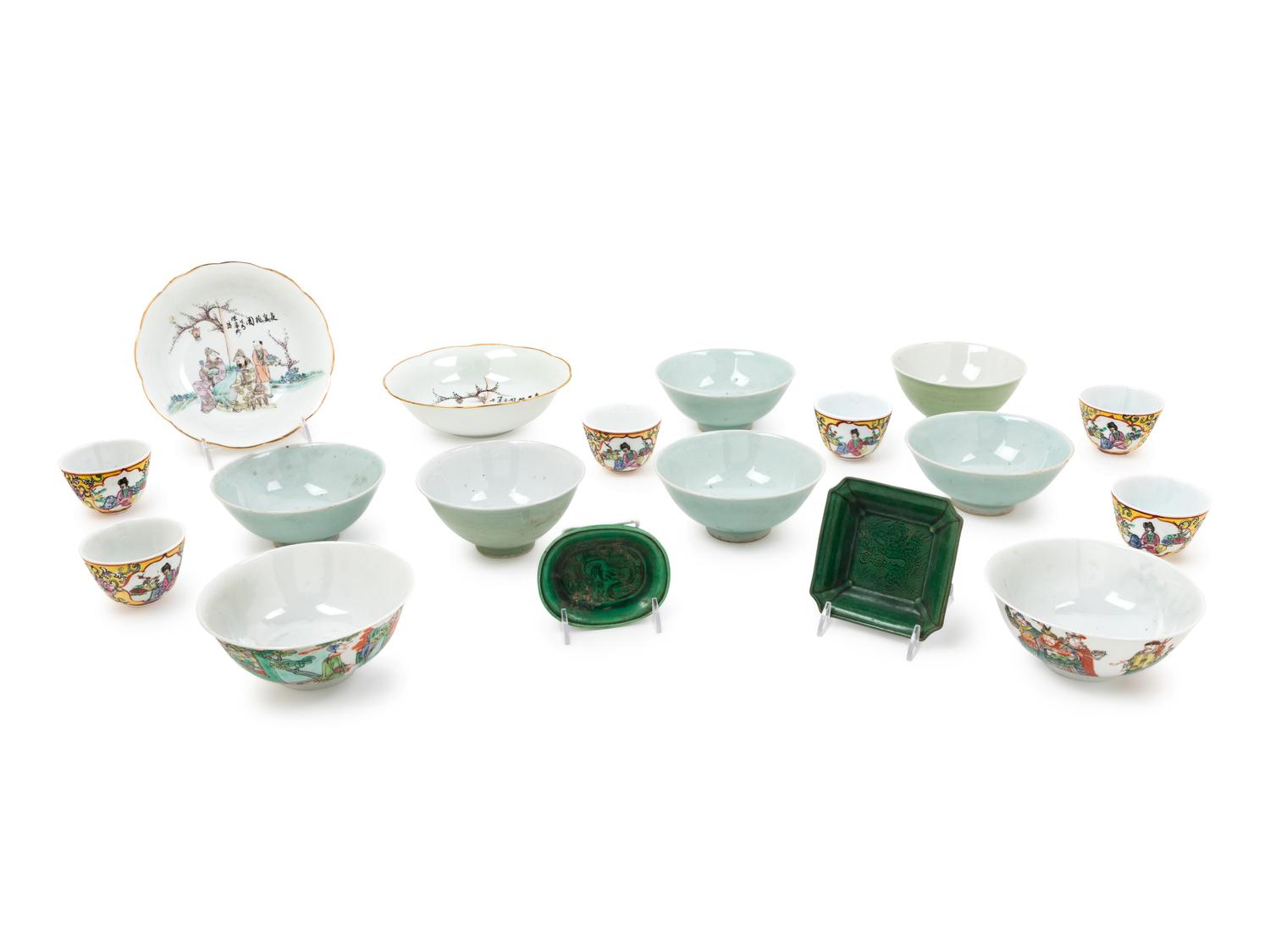 Eighteen Chinese Porcelain Cups and Bowls