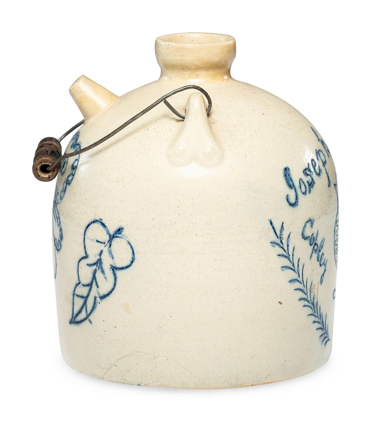 A Cobalt Decorated 'Bird' Stoneware Harvest or Field Jug Attributed to Wingerter Pottery