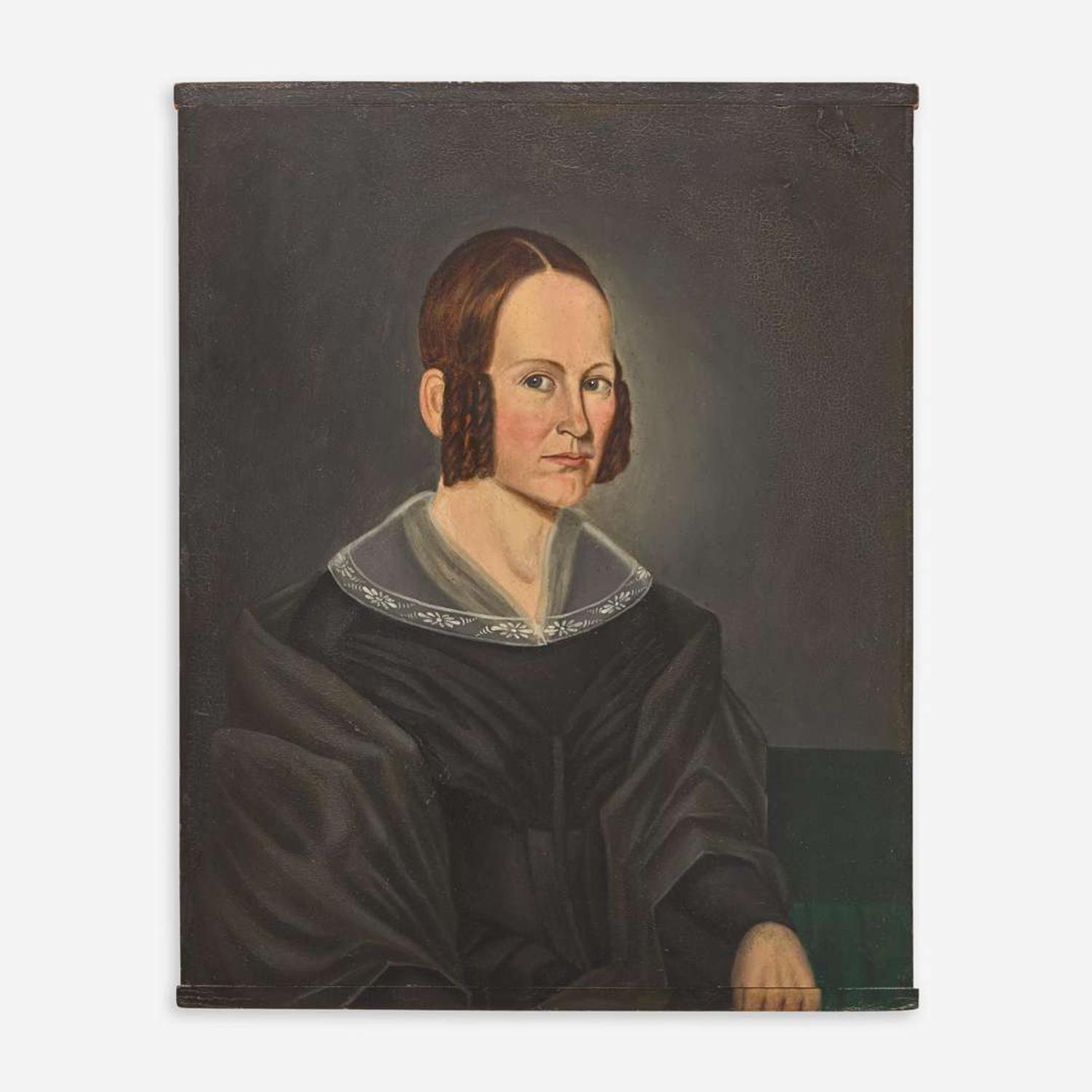 American School 19th century Pair of portraits: Lady and Gentleman