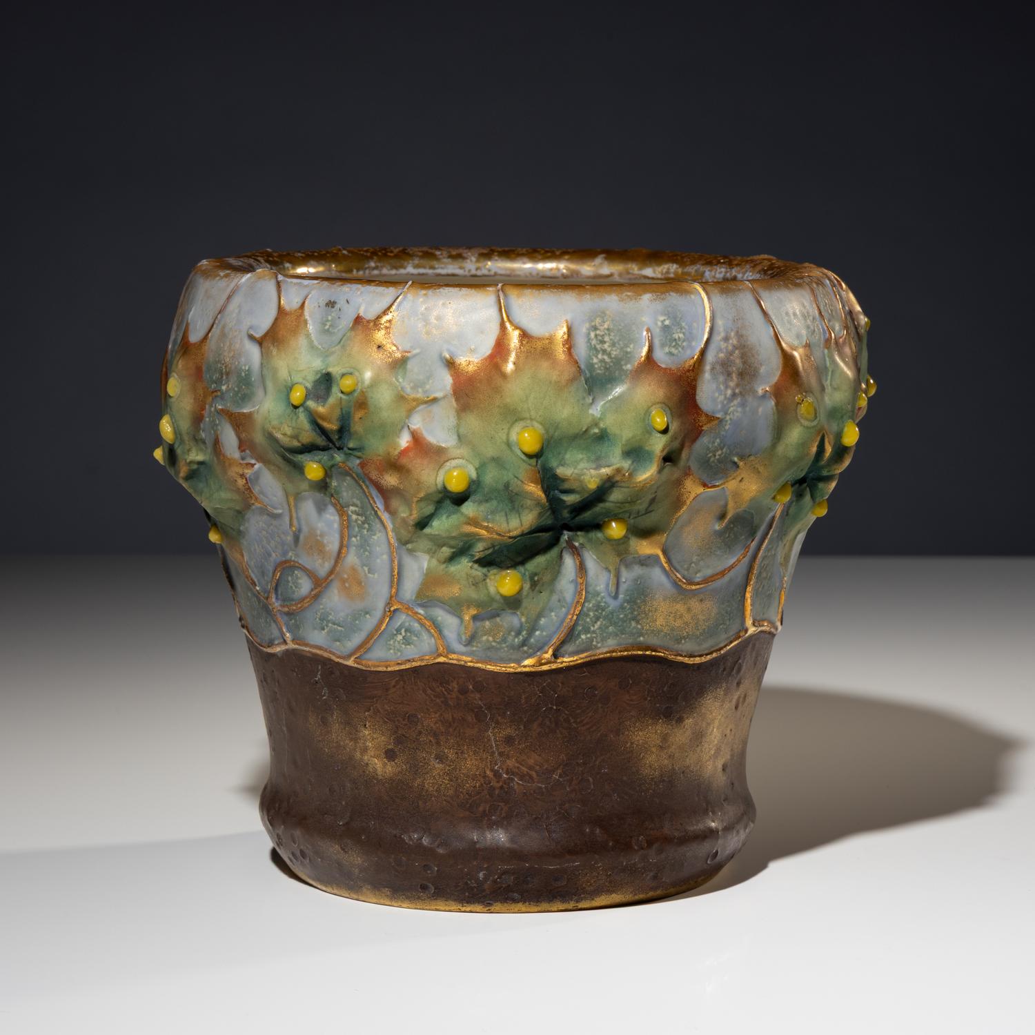 Amphora Jardinière with Art Nouveau Leaf motif