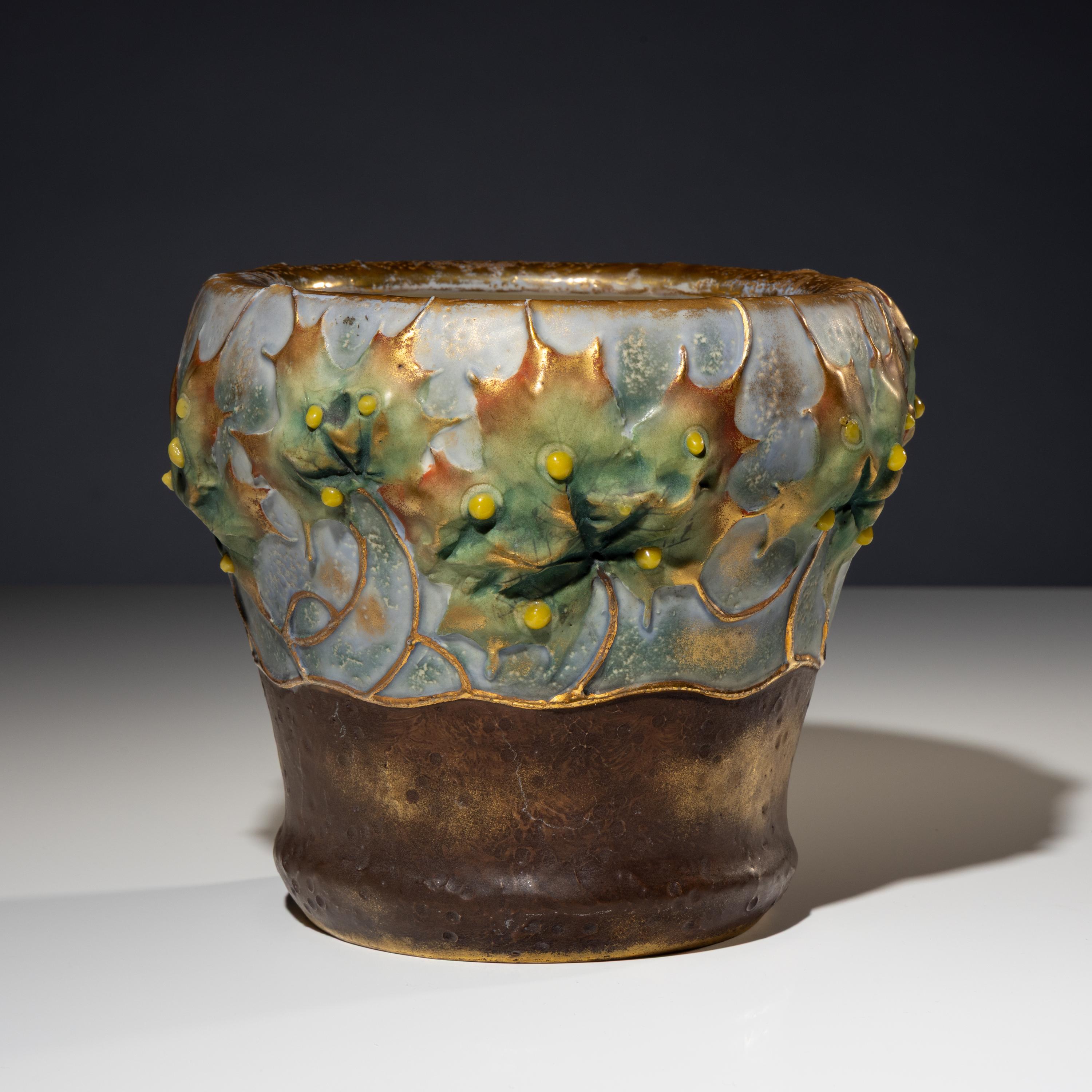 Amphora Jardinière with Art Nouveau Leaf motif