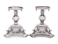 A Pair of English Silver-Plate Épergne Bases with Elephant Decoration