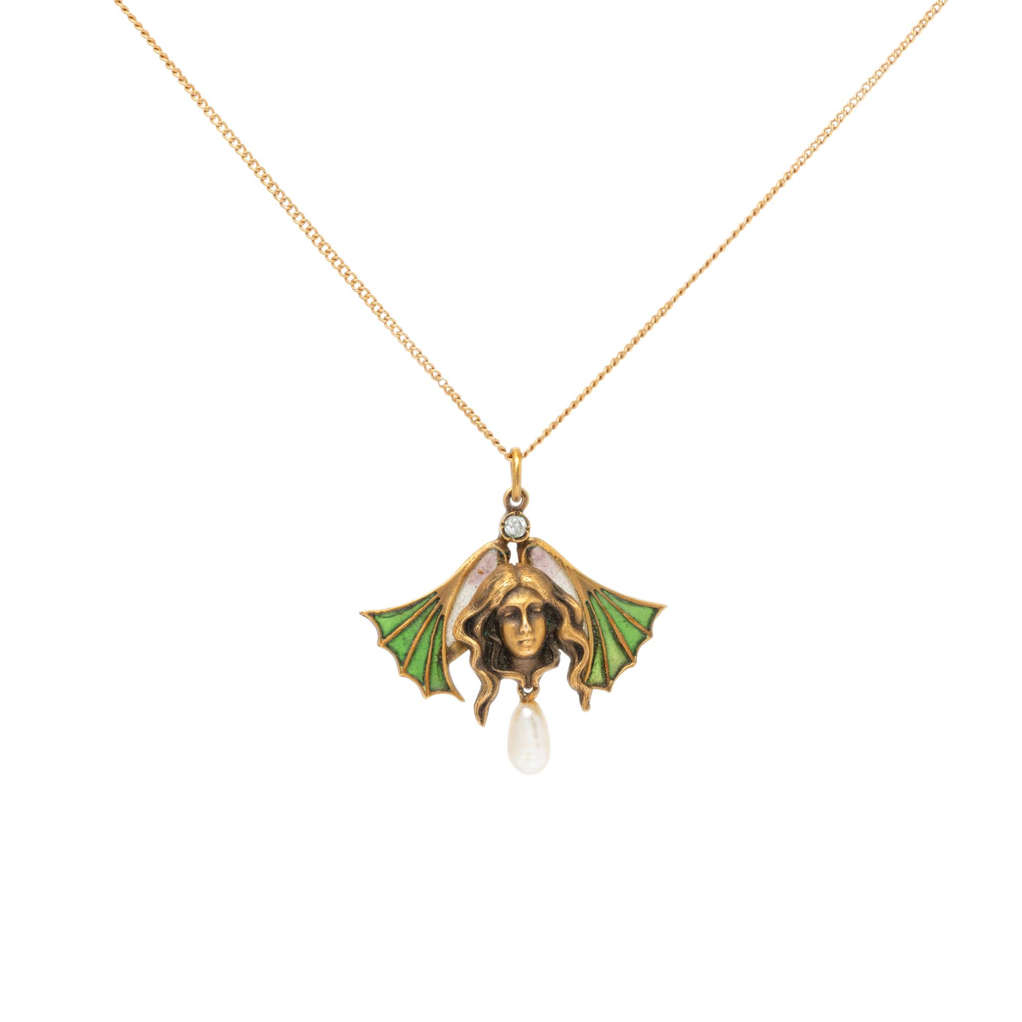 COLLECTION OF YELLOW GOLD AND GEMSTONE ART NOUVEAU STYLE JEWELRY