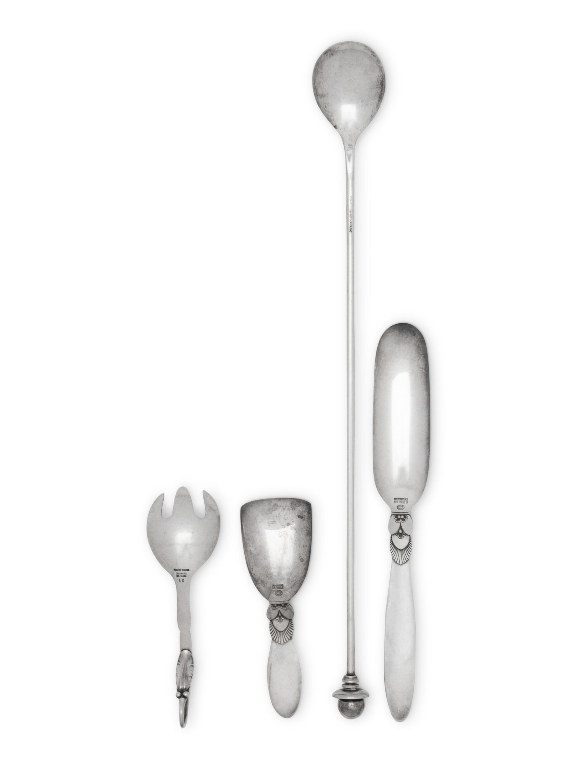 Three Georg Jensen Silver Flatware Articles
