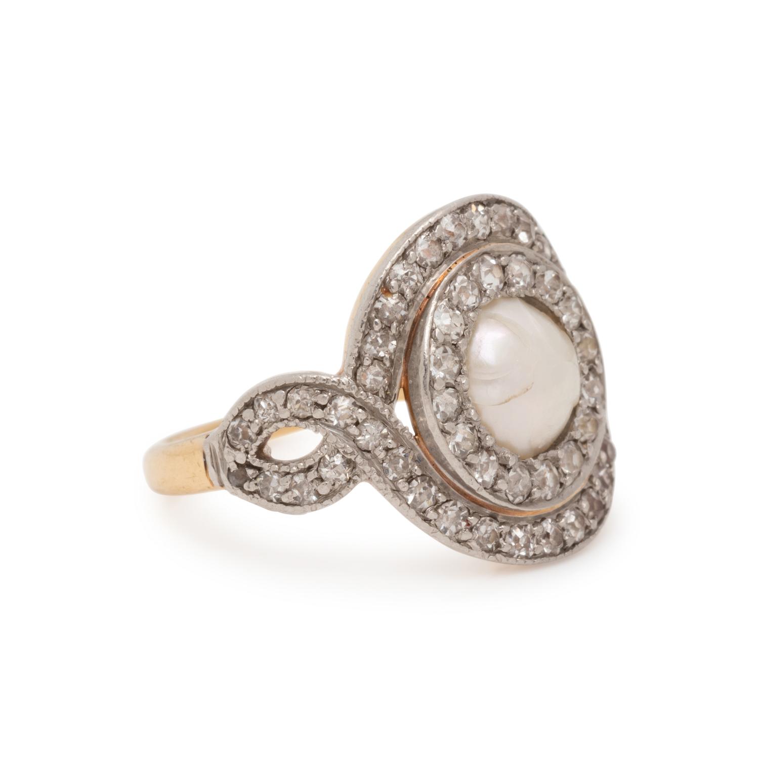ANTIQUE, PEARL AND DIAMOND RING