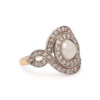 ANTIQUE, PEARL AND DIAMOND RING