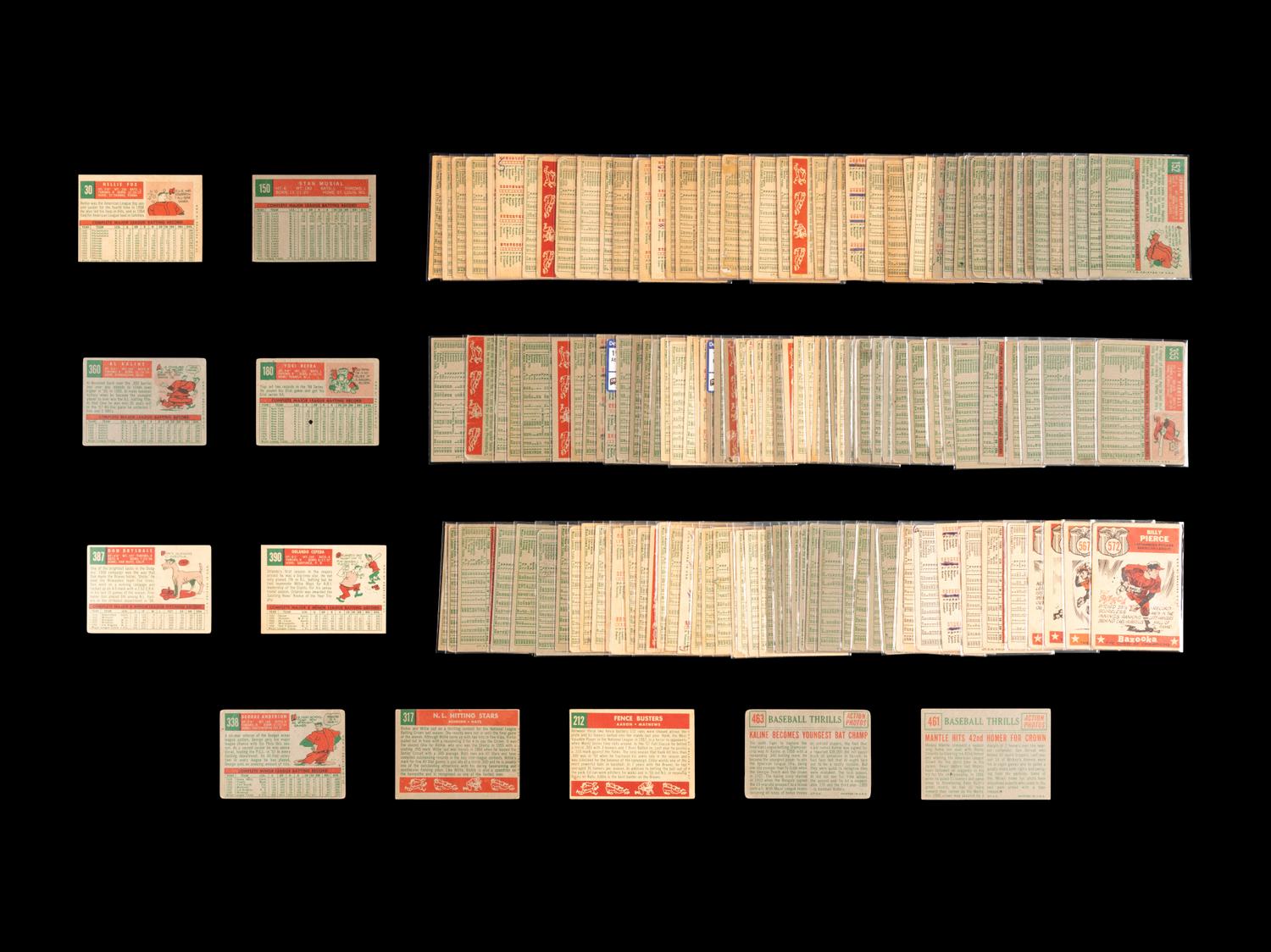 A Shoebox Collection of Over 150 1959 Topps Baseball Cards Including Mickey Mantle and Multiple Hall of Famers,
