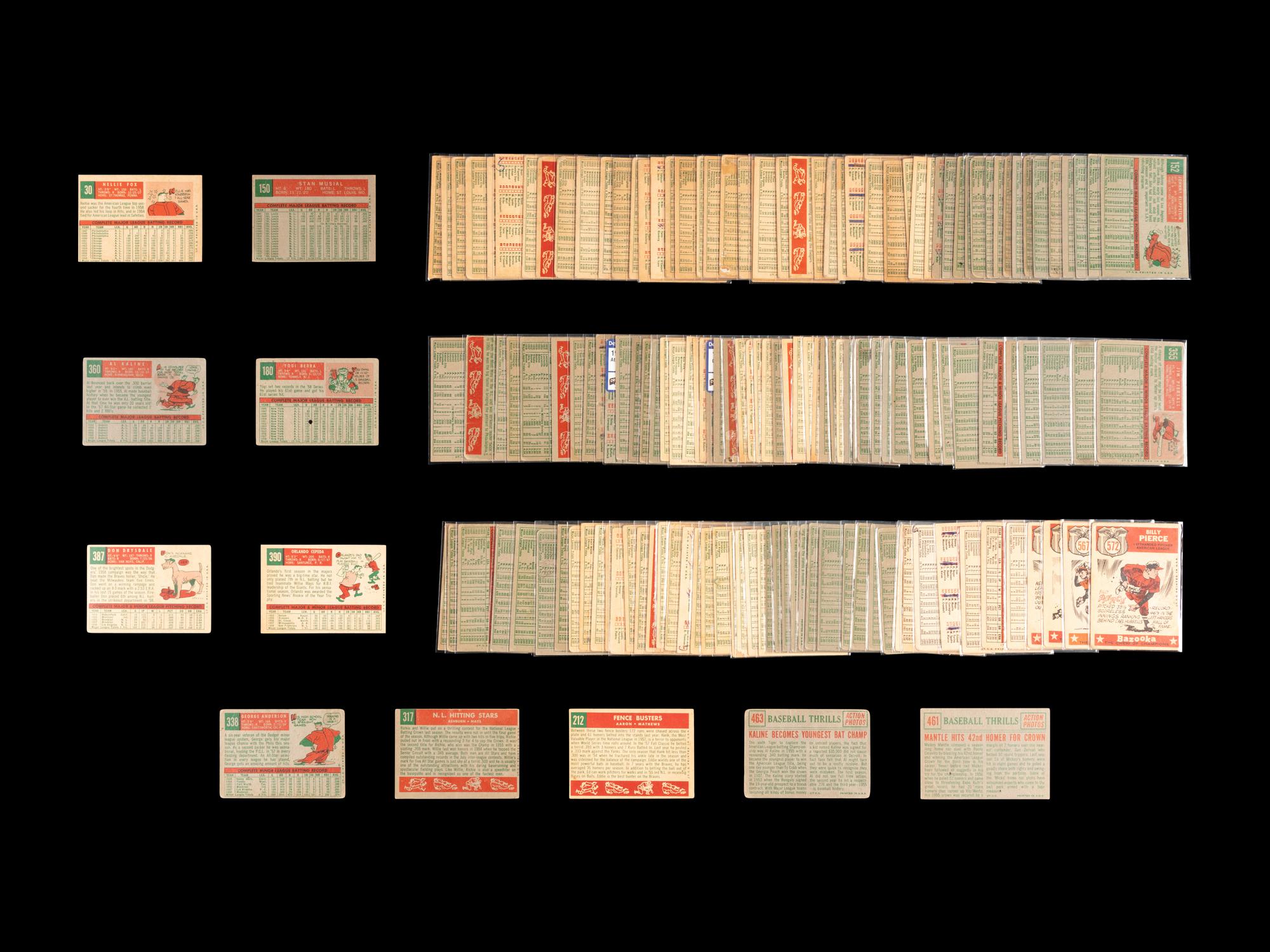A Shoebox Collection of Over 150 1959 Topps Baseball Cards Including Mickey Mantle and Multiple Hall of Famers,